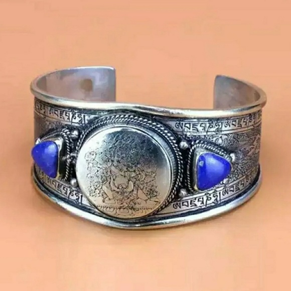 Boutique By The Bay Jewelry - Inlayed Cuff Tibetan Silver